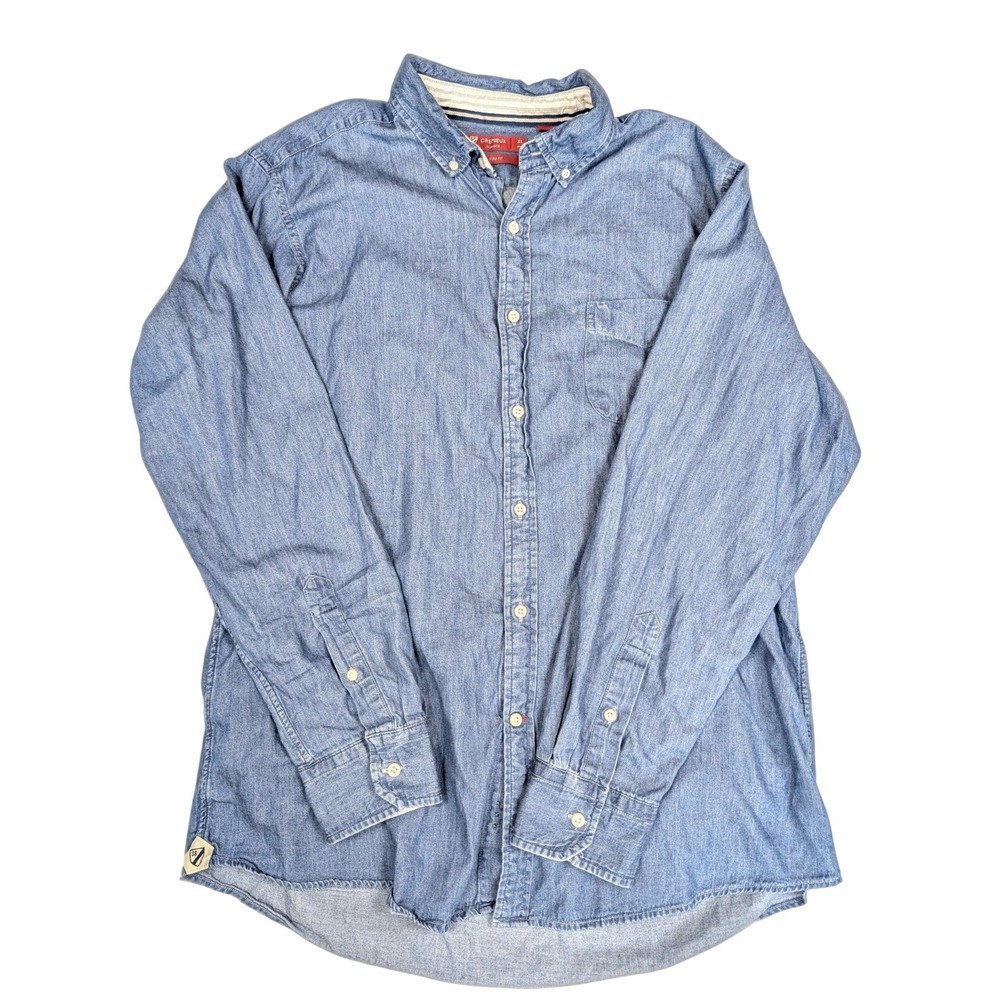 Daniel Cremieux Slim Fit Blue Button Up Long Sleeve Denim Shirt Men's XL